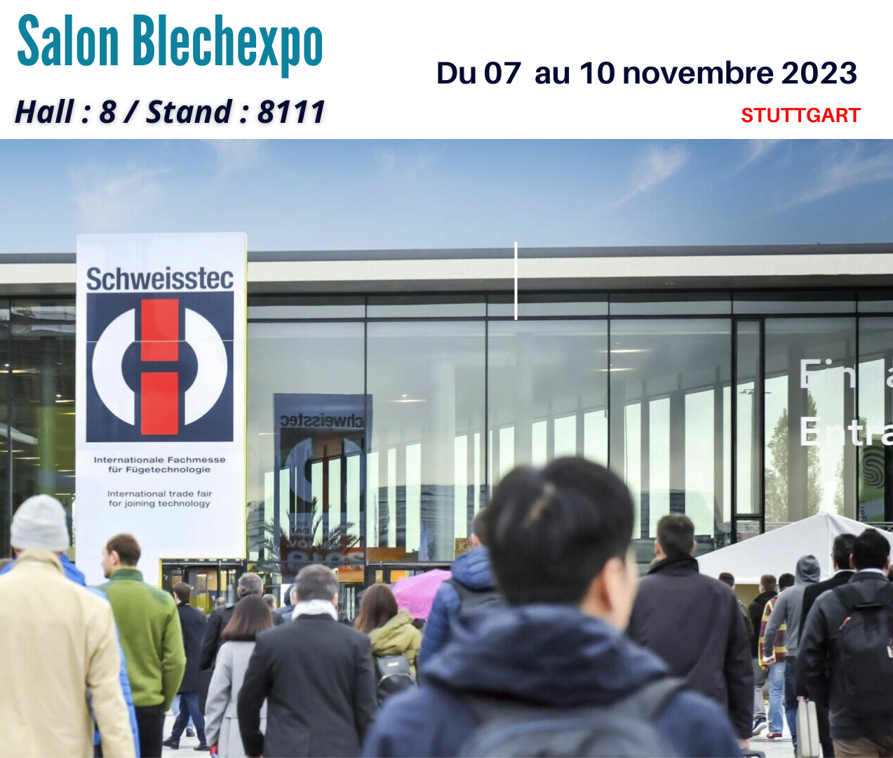 📅 Découvrez notre expertise en injection et surmoulage au salon Blechexpo Messe, du 7 au 10 novembre 2023, à Stuttgart, en Allemagne.